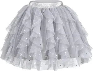 Sunny Fashion Girls Skirt Navy Blue Pearl Stars Sparkling Tutu Dancing Size 4-12