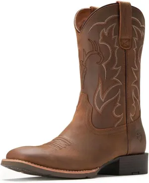 SUREWAY Cowboy Boots For Men - Mens Sport Wide Square Toe Western Boot,Oil/Slip Resistant,Durable Fashionable Classic Pull on 10 Inch Leather Wellington Boots