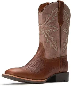 SUREWAY Cowboy Boots For Men - Mens Square Toe Western Boot,Oil/Slip Resistant,Durable Fashionable Classic Pull on 10 Inch Boots,Mid Calf Soft toe Wellington Boots