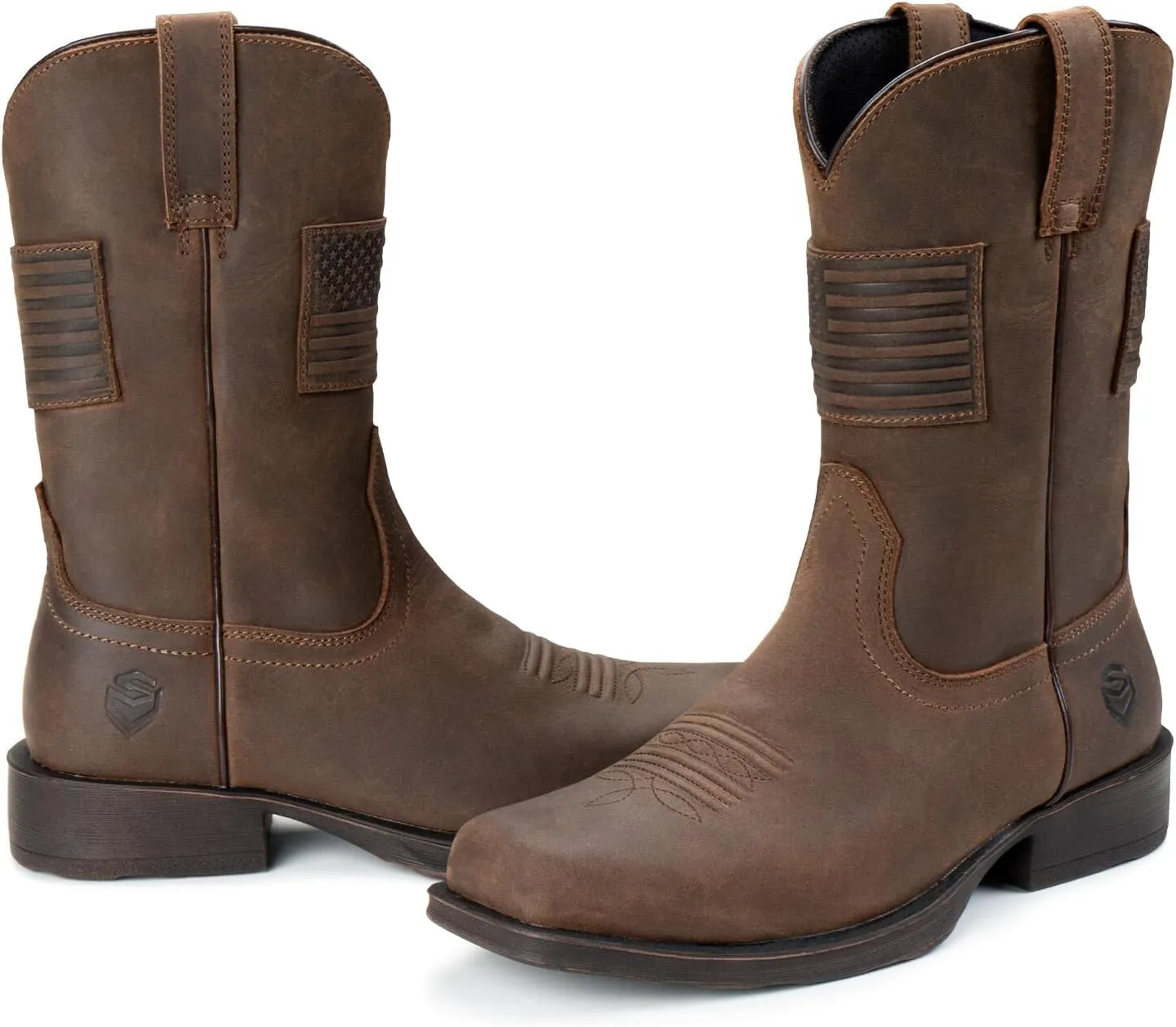 SUREWAY Men's 10 inch Western Cowboy Work Boots for Men Square Toe,Premium Full Grain Leather,Goodyear Welted,Superior Oil/Slip/Water Resistant