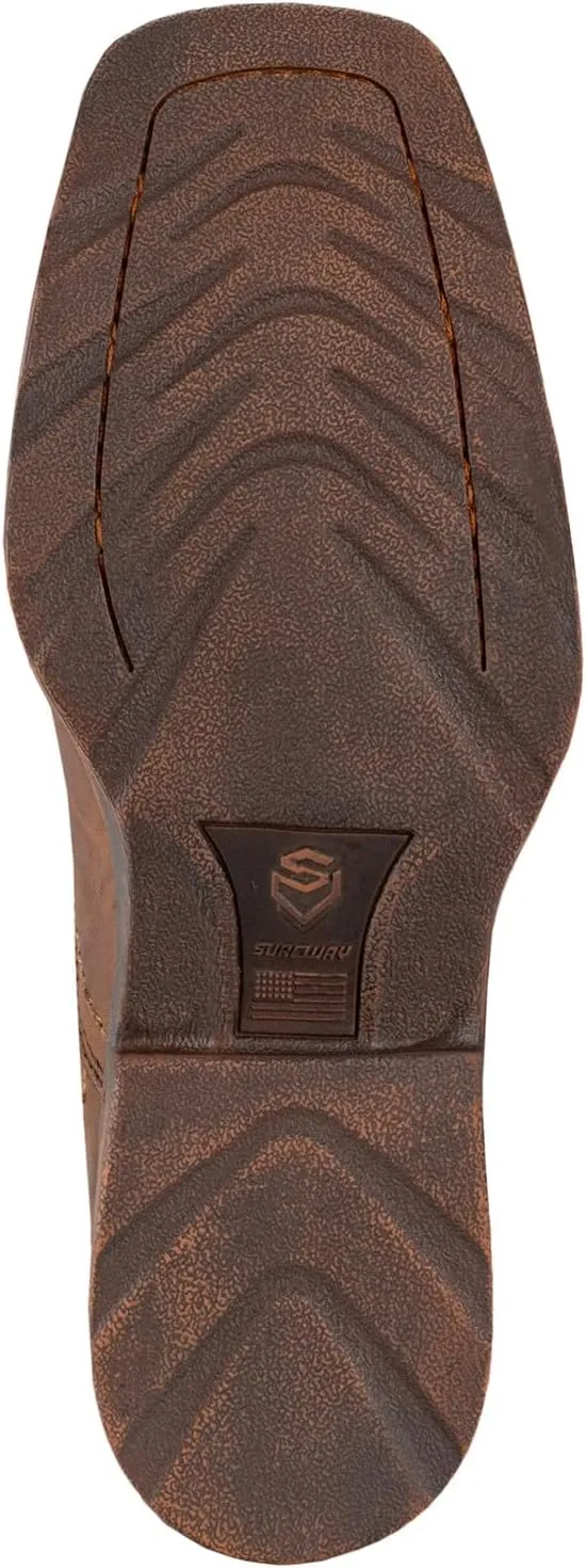 SUREWAY Men's 10 inch Western Cowboy Work Boots for Men Square Toe,Premium Full Grain Leather,Goodyear Welted,Superior Oil/Slip/Water Resistant