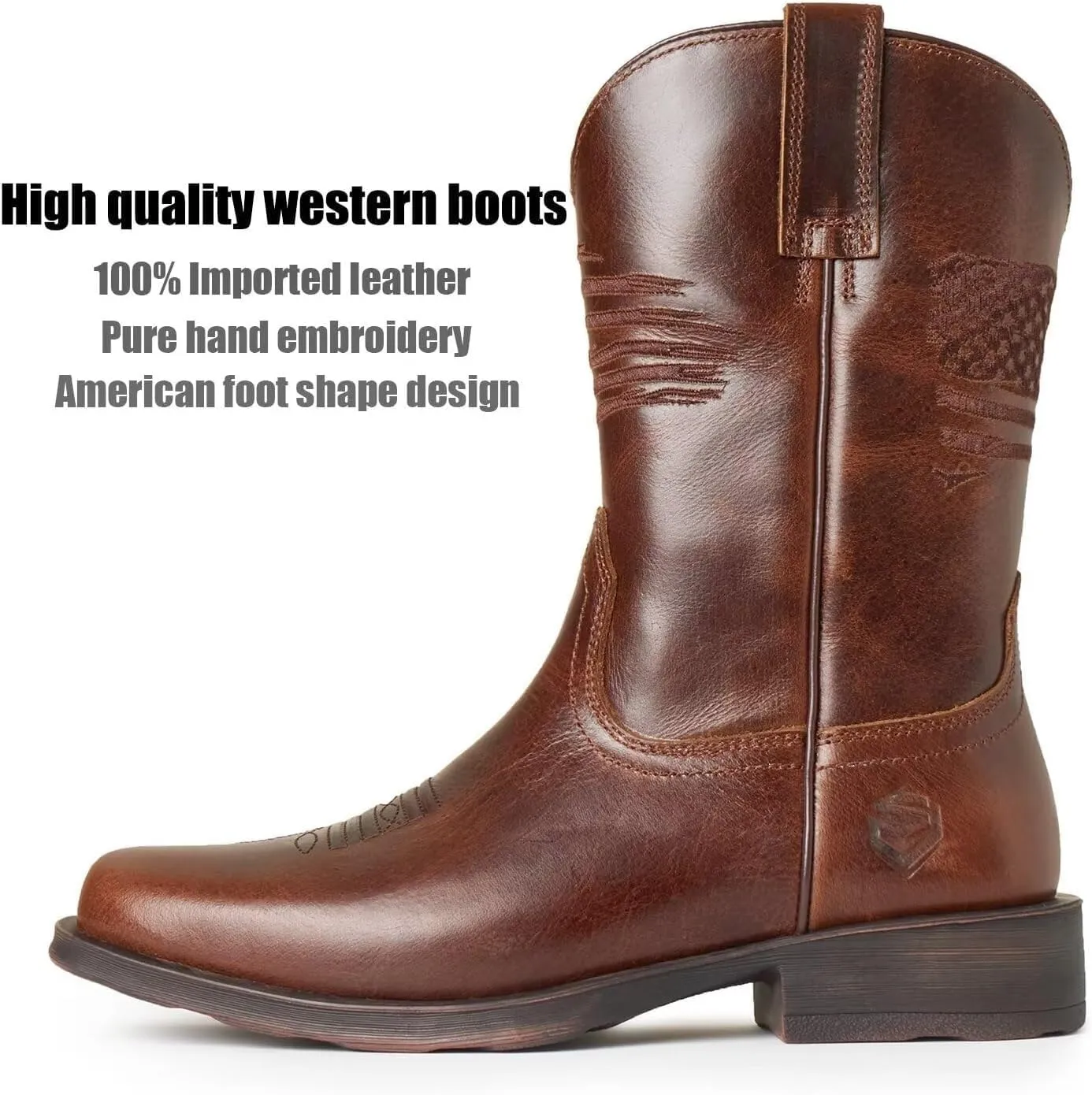 SUREWAY Men's 10 inch Western Cowboy Work Boots for Men Square Toe,Premium Full Grain Leather,Goodyear Welted,Superior Oil/Slip/Water Resistant