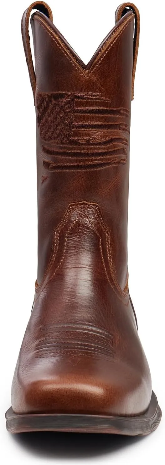 SUREWAY Men's 10 inch Western Cowboy Work Boots for Men Square Toe,Premium Full Grain Leather,Goodyear Welted,Superior Oil/Slip/Water Resistant