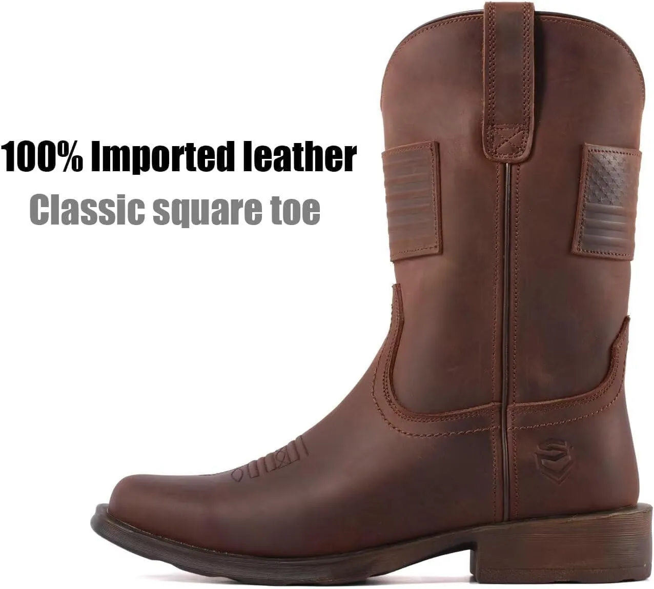 SUREWAY Men's 10 inch Western Cowboy Work Boots for Men Square Toe,Premium Full Grain Leather,Goodyear Welted,Superior Oil/Slip/Water Resistant