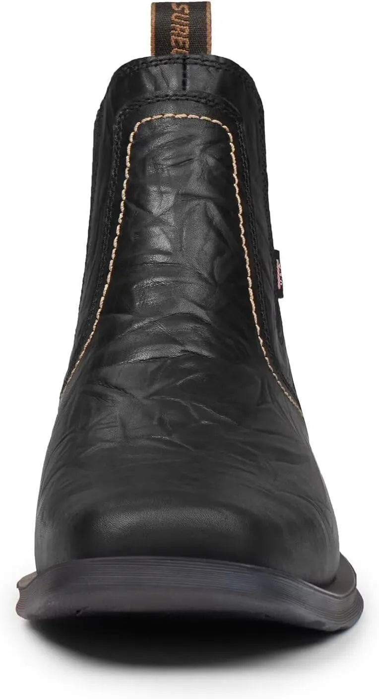 SUREWAY Mens Western Chelsea Cowboy Boots for Men Square Toe,All-Weather Rugged Slip-On Work/Casual/Dress Boots Shoes for Men,Built for Comfort & Durability