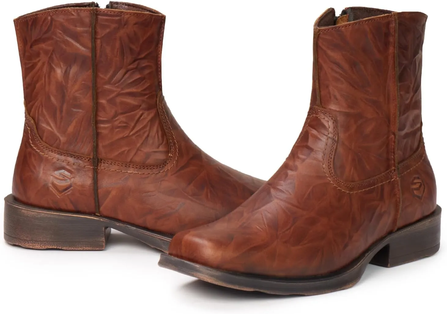 SUREWAY Mens Western Chelsea Cowboy Boots for Men Square Toe,All-Weather Rugged Slip-On Work/Casual/Dress Boots Shoes for Men,Built for Comfort & Durability