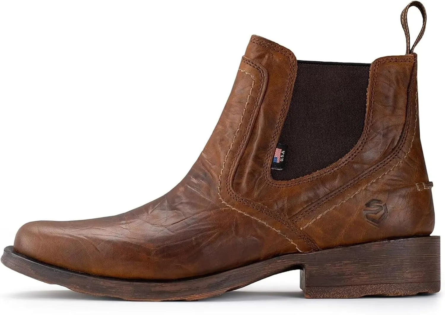 SUREWAY Mens Western Chelsea Cowboy Boots for Men Square Toe,All-Weather Rugged Slip-On Work/Casual/Dress Boots Shoes for Men,Built for Comfort & Durability