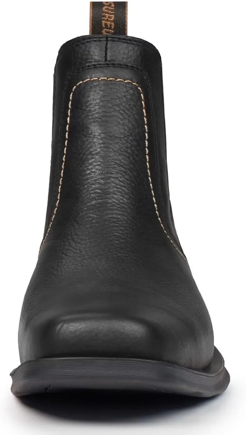 SUREWAY Mens Western Chelsea Cowboy Boots for Men Square Toe,All-Weather Rugged Slip-On Work/Casual/Dress Boots Shoes for Men,Built for Comfort & Durability