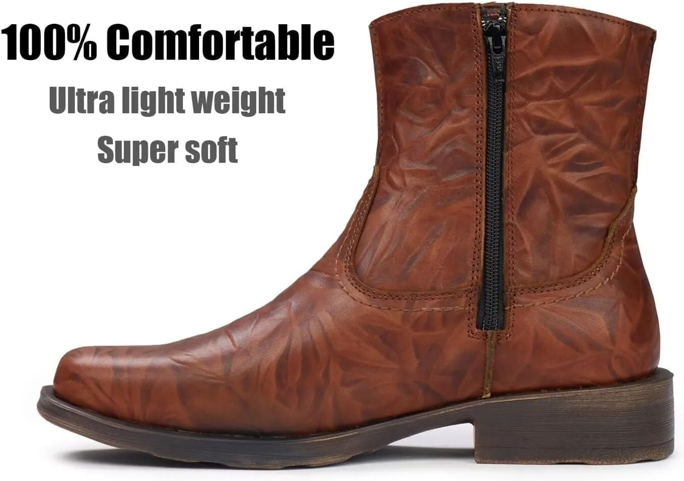 SUREWAY Mens Western Chelsea Cowboy Boots for Men Square Toe,All-Weather Rugged Slip-On Work/Casual/Dress Boots Shoes for Men,Built for Comfort & Durability