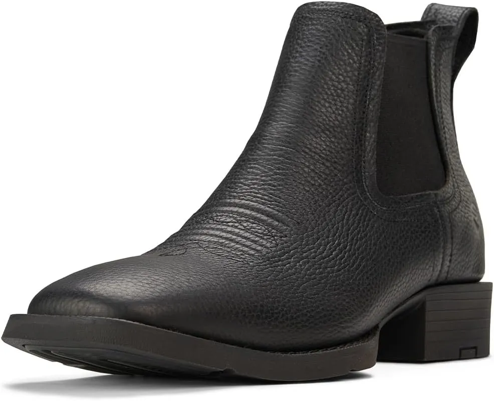 SUREWAY Mens Western Chelsea Cowboy Boots for Men Square Toe,Rugged Slip-On Work/Casual/Dress Boots for Men,Comfort Slip Resistant Ankle Leather Boots