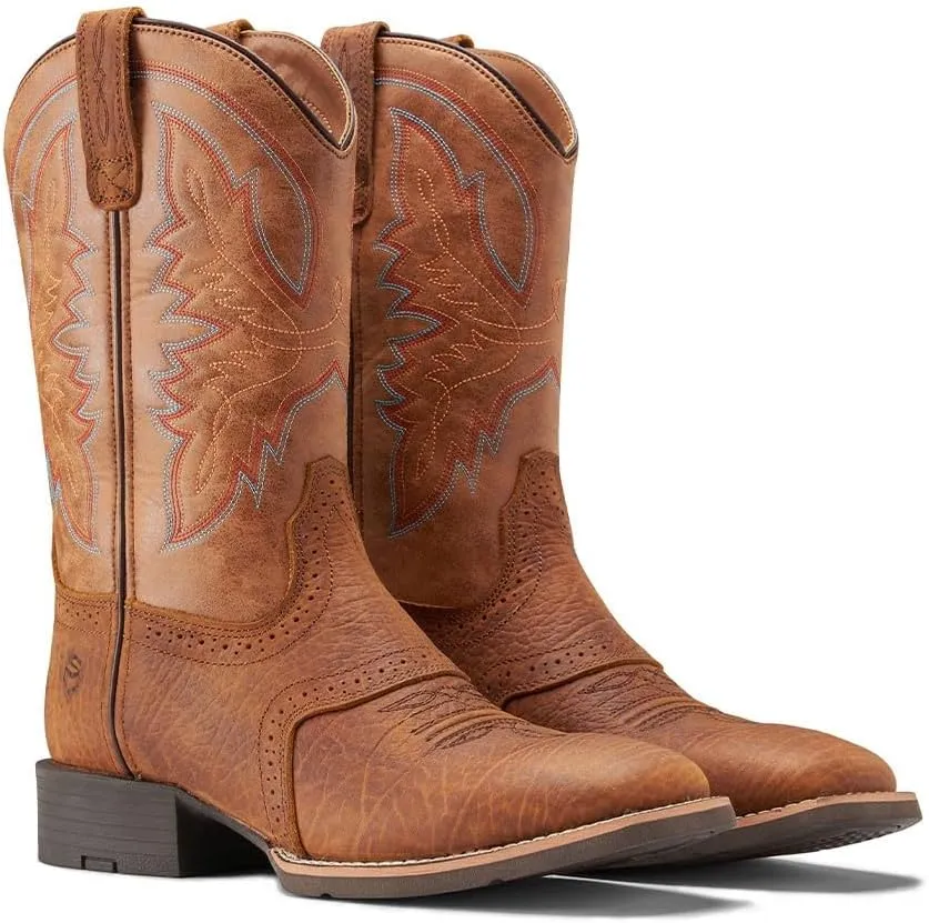 SUREWAY Western Boots For Men - Mens Square Toe Cowboy Boot,Oil/Slip Resistant,Durable Fashionable Classic Pull on 10 Inch Wellington Boots - Soft Toe Work Boots