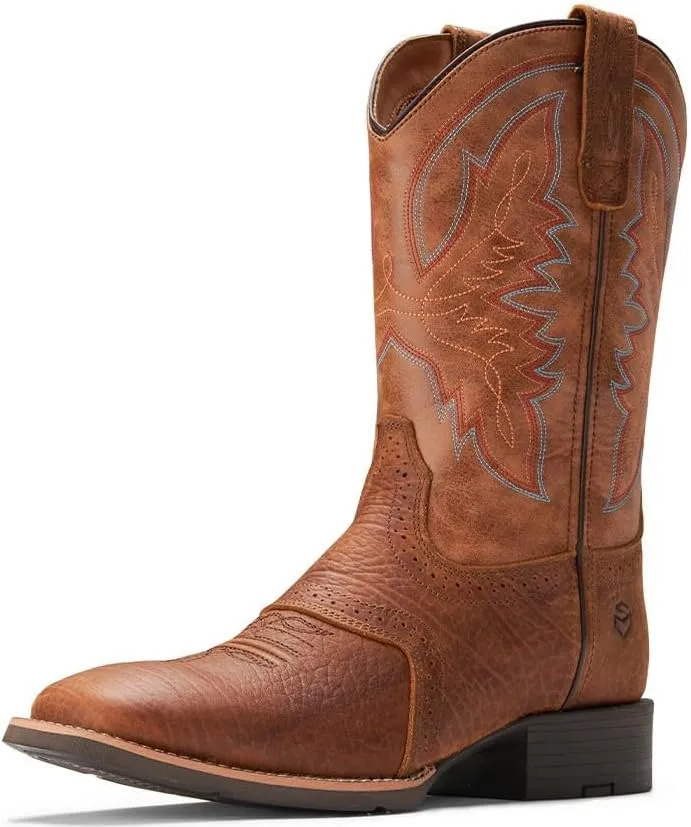 SUREWAY Western Boots For Men - Mens Square Toe Cowboy Boot,Oil/Slip Resistant,Durable Fashionable Classic Pull on 10 Inch Wellington Boots - Soft Toe Work Boots