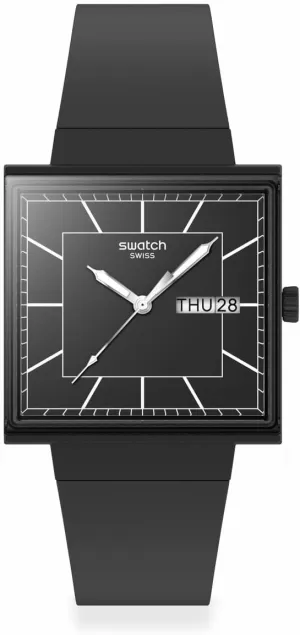 Swatch Casual Watch Unisex Black Quartz Bioceramic What IF…BLACKAGAIN?