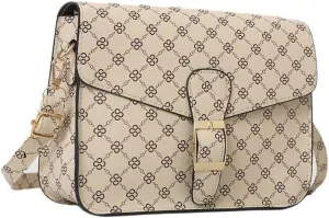 SweatyRocks Women's PU Leather Geo Pattern Crossbody Bag Flap Magnet Small Square Handbag with Adjustable Strap