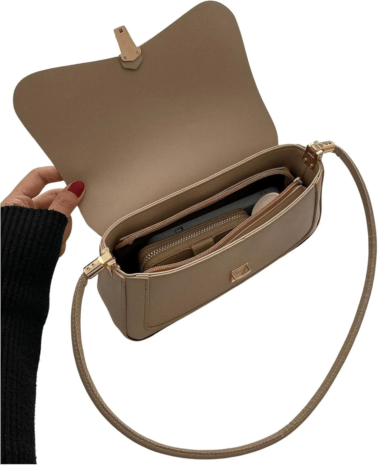 SweatyRocks Women's Retro Leather Flap Buckle Square Shoulder Bag Top Handle Small Clutch Purses
