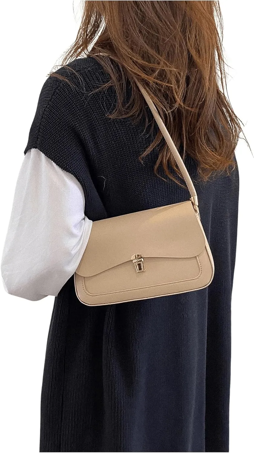 SweatyRocks Women's Retro Leather Flap Buckle Square Shoulder Bag Top Handle Small Clutch Purses