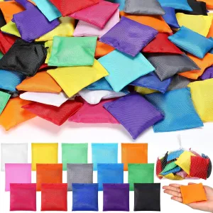 Syhood 150 Pcs Small Bean Bags for Tossing Mini Colorful Cornhole Nylon Bean Bags Bulk Tossing Outdoor Family Game Hand Toss Party Game for Boys Girls