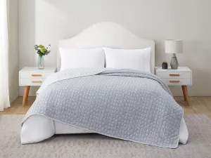 Tahari Home - Queen Coverlet, Reversible Cotton Rich Bedding, Lightweight Comfort for All Seasons (Wren Grey/White, Queen)