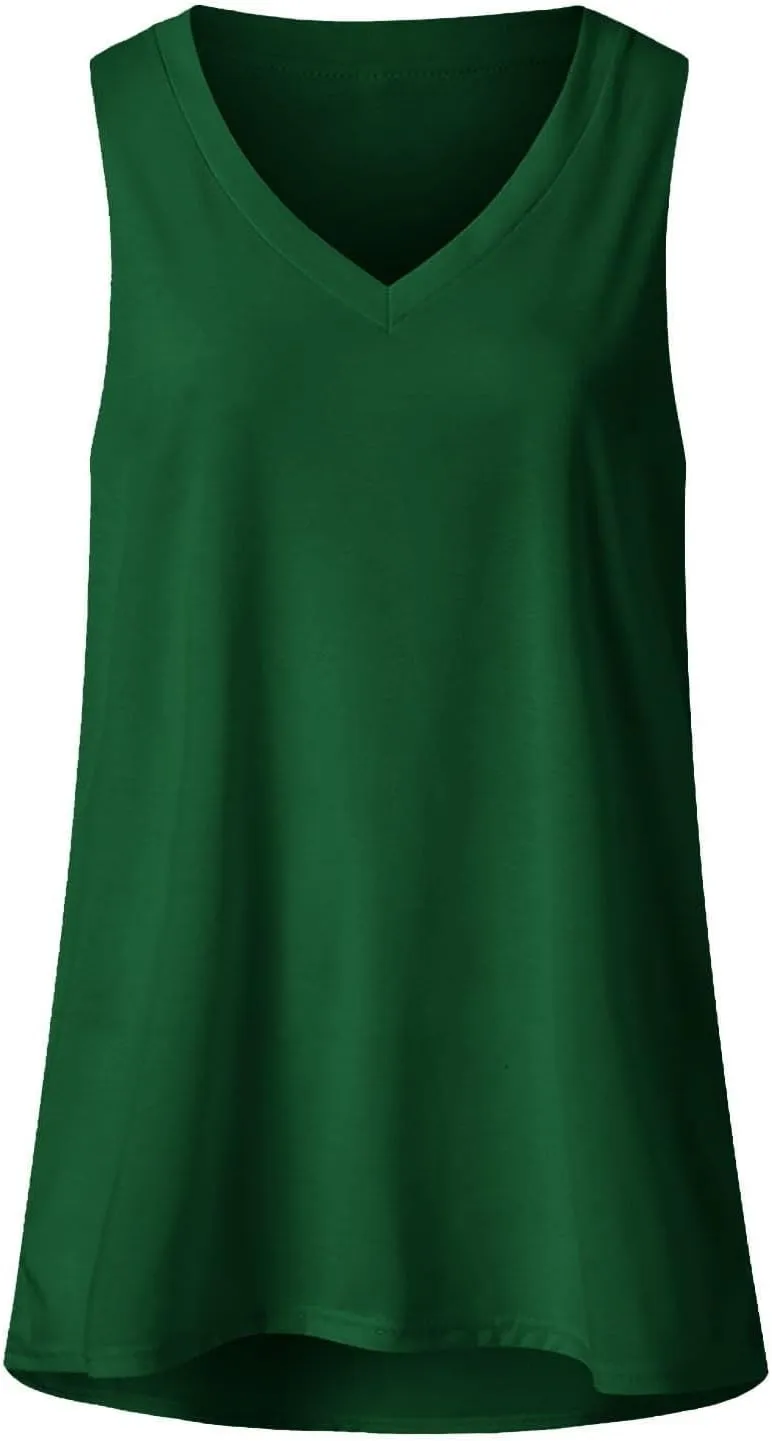 Tank Tops for Women 2025 Summer Sleeveless V Neck Blouses Plus Size Casual Vest Cami Tops Trendy Clothes
