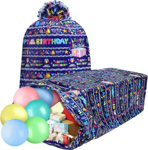 Teling 2 Pcs 80 x 60 in Jumbo Gift Bags for Giant Present Extra Large Plastic Oversized Bike Wrapping Bag for Birthdays Baby Shower Party Favors(Blue)
