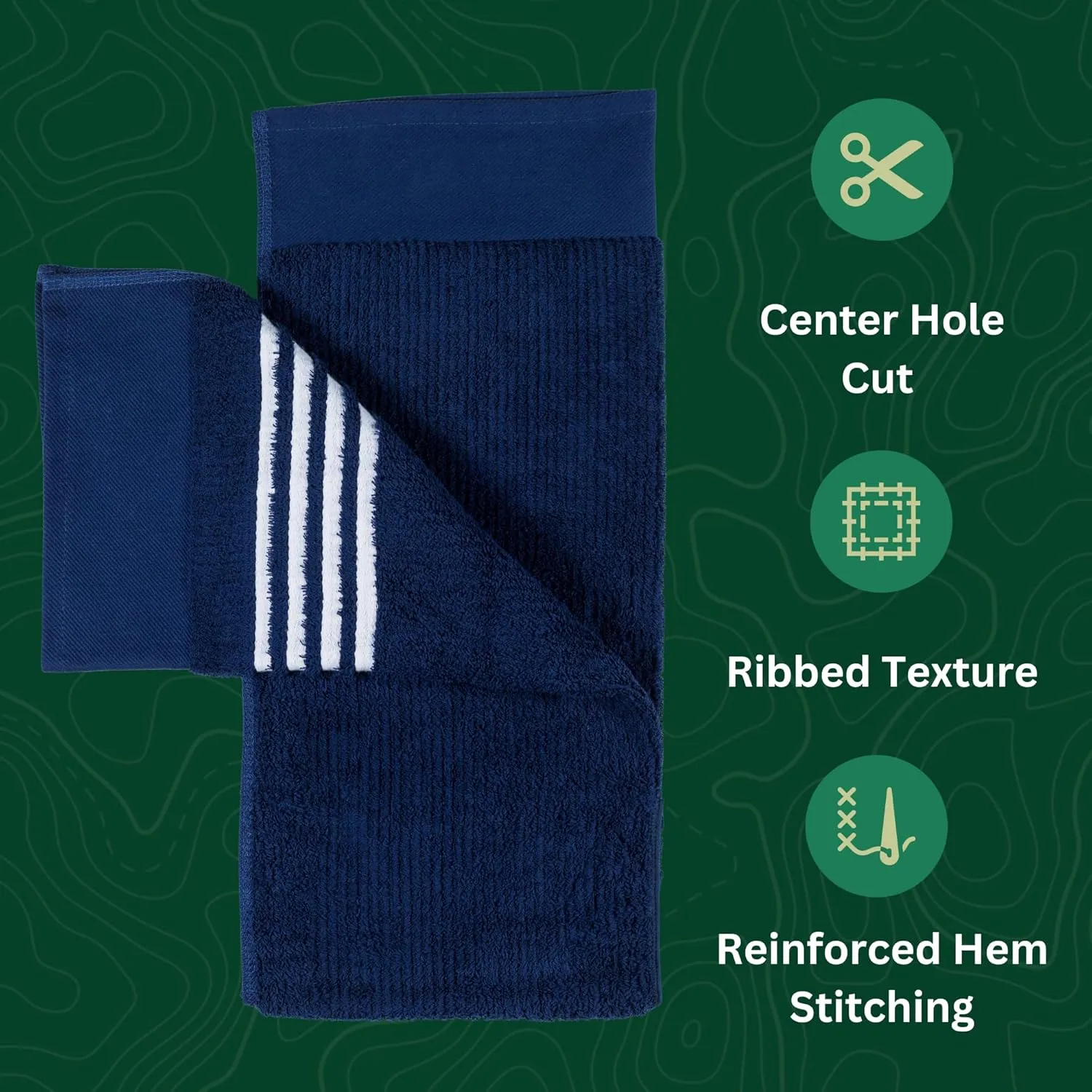 The Tour Towel | Large Golf Caddy Towel Terry Cloth, Absorbent 19" x 44", Center Cut, Perfect Hang Golf Cart Accessory and Golf Bag, Multiple Colors