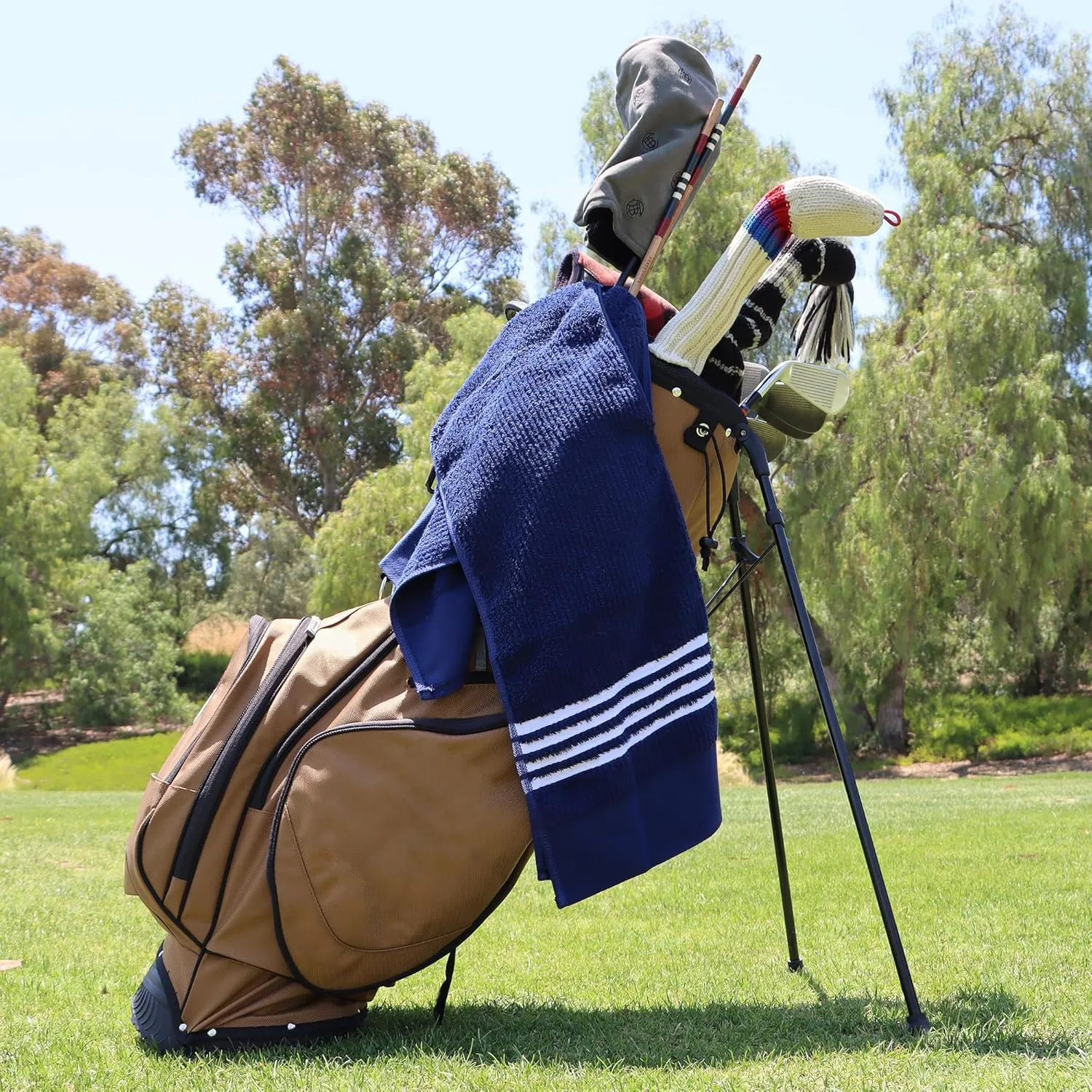 The Tour Towel | Large Golf Caddy Towel Terry Cloth, Absorbent 19" x 44", Center Cut, Perfect Hang Golf Cart Accessory and Golf Bag, Multiple Colors