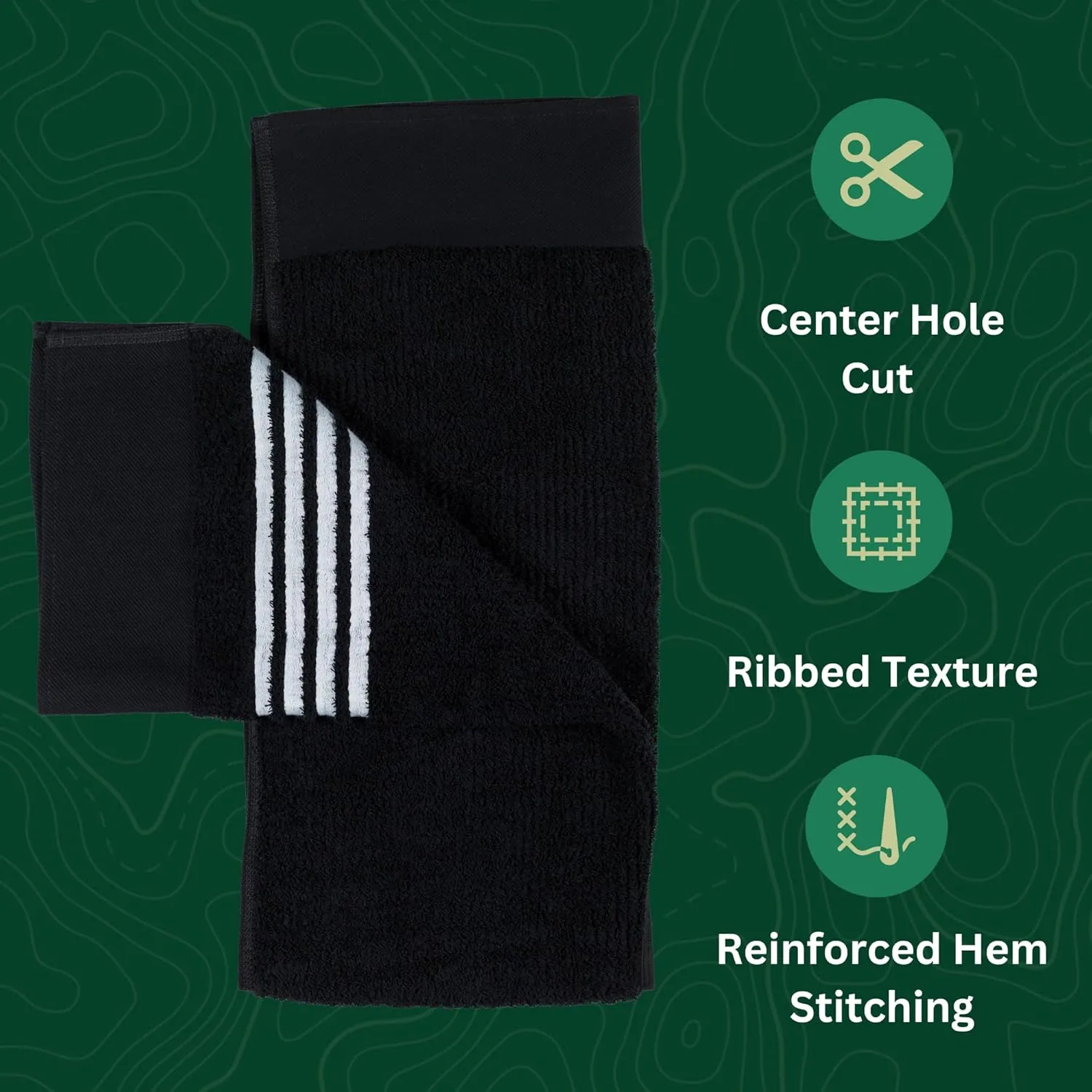 The Tour Towel | Large Golf Caddy Towel Terry Cloth, Absorbent 19" x 44", Center Cut, Perfect Hang Golf Cart Accessory and Golf Bag, Multiple Colors
