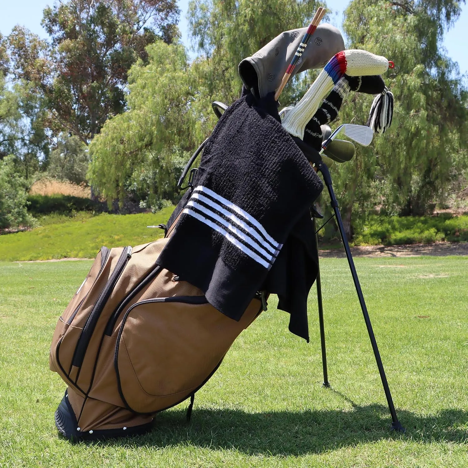 The Tour Towel | Large Golf Caddy Towel Terry Cloth, Absorbent 19" x 44", Center Cut, Perfect Hang Golf Cart Accessory and Golf Bag, Multiple Colors