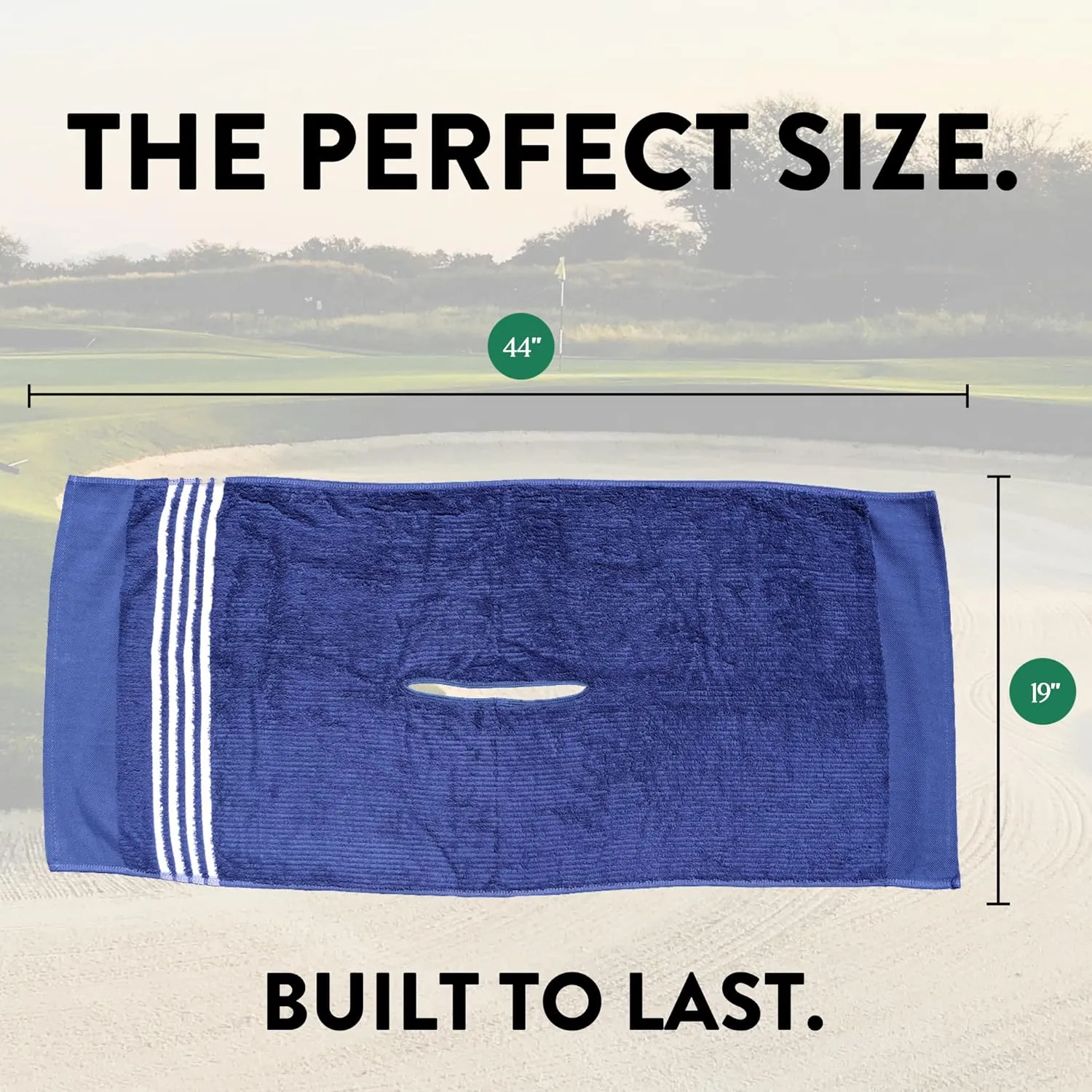 The Tour Towel | Large Golf Caddy Towel Terry Cloth, Absorbent 19" x 44", Center Cut, Perfect Hang Golf Cart Accessory and Golf Bag, Multiple Colors