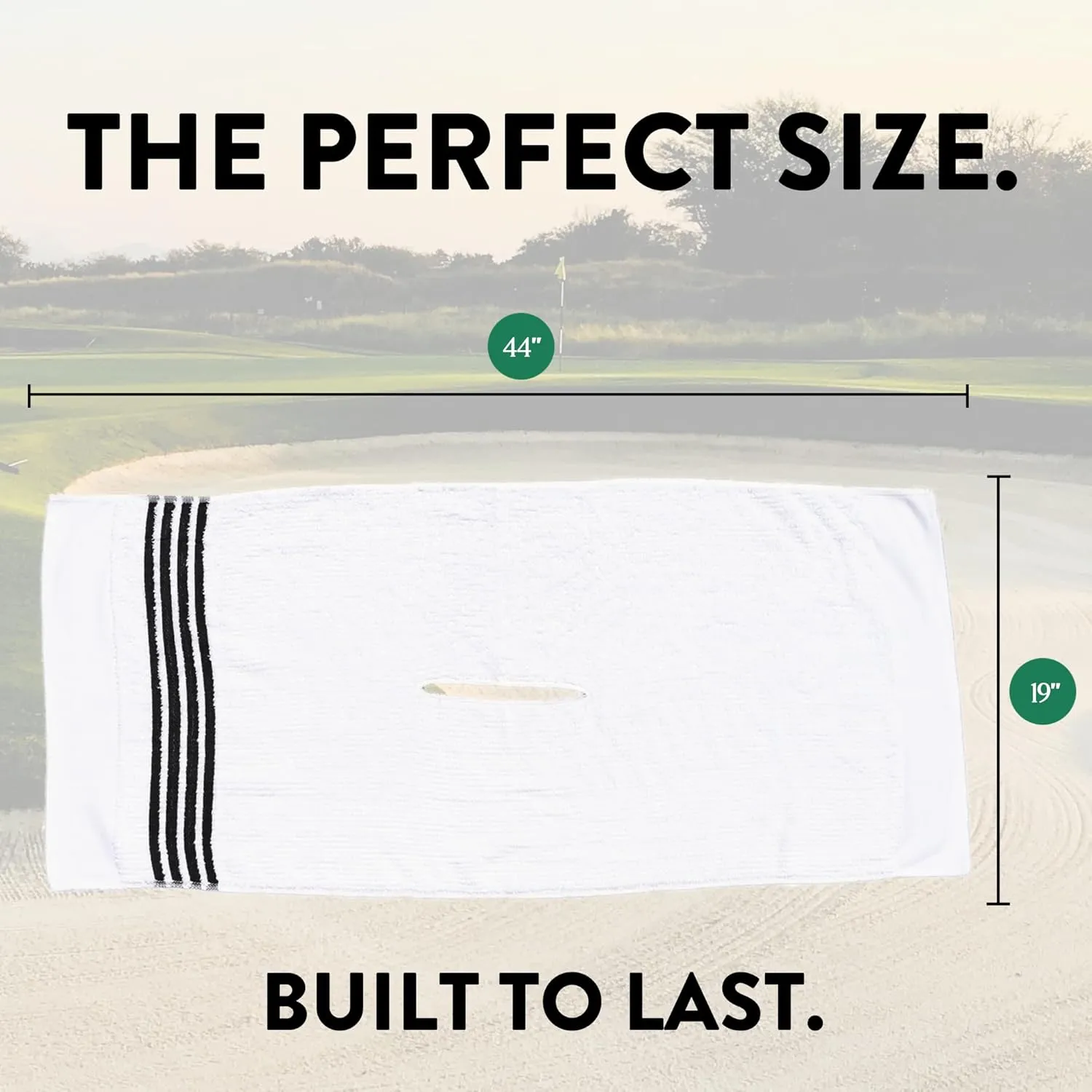 The Tour Towel | Large Golf Caddy Towel Terry Cloth, Absorbent 19" x 44", Center Cut, Perfect Hang Golf Cart Accessory and Golf Bag, Multiple Colors