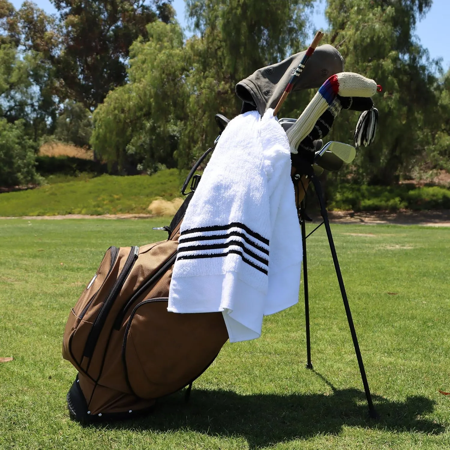The Tour Towel | Large Golf Caddy Towel Terry Cloth, Absorbent 19" x 44", Center Cut, Perfect Hang Golf Cart Accessory and Golf Bag, Multiple Colors