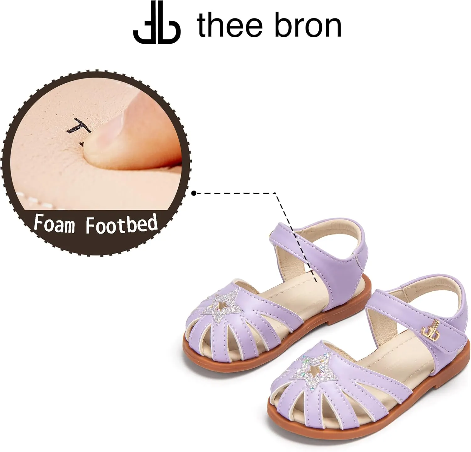 THEE BRON Princess Toddler Close Toe Sandals | Retro Lace-Up Design | Breathable Girls Shoes 3-12 Years