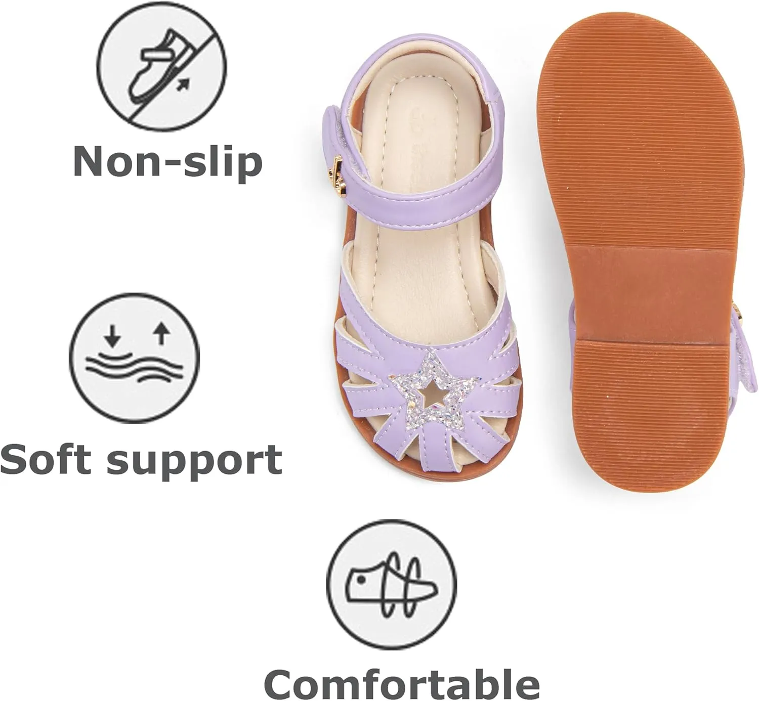 THEE BRON Princess Toddler Close Toe Sandals | Retro Lace-Up Design | Breathable Girls Shoes 3-12 Years