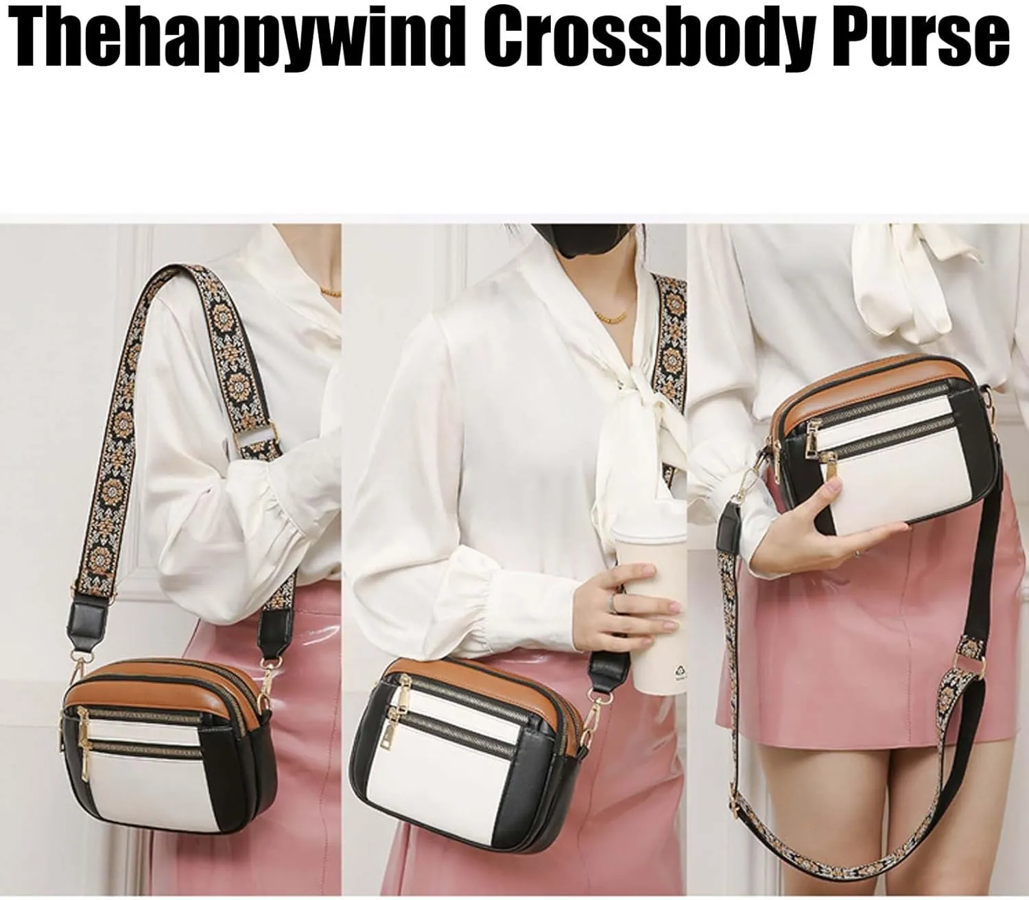 Thehappywind Crossbody Purse, Handmade Colorful Straps Crossbody Leather Bags, Thehappywind Crossbody Square Bag