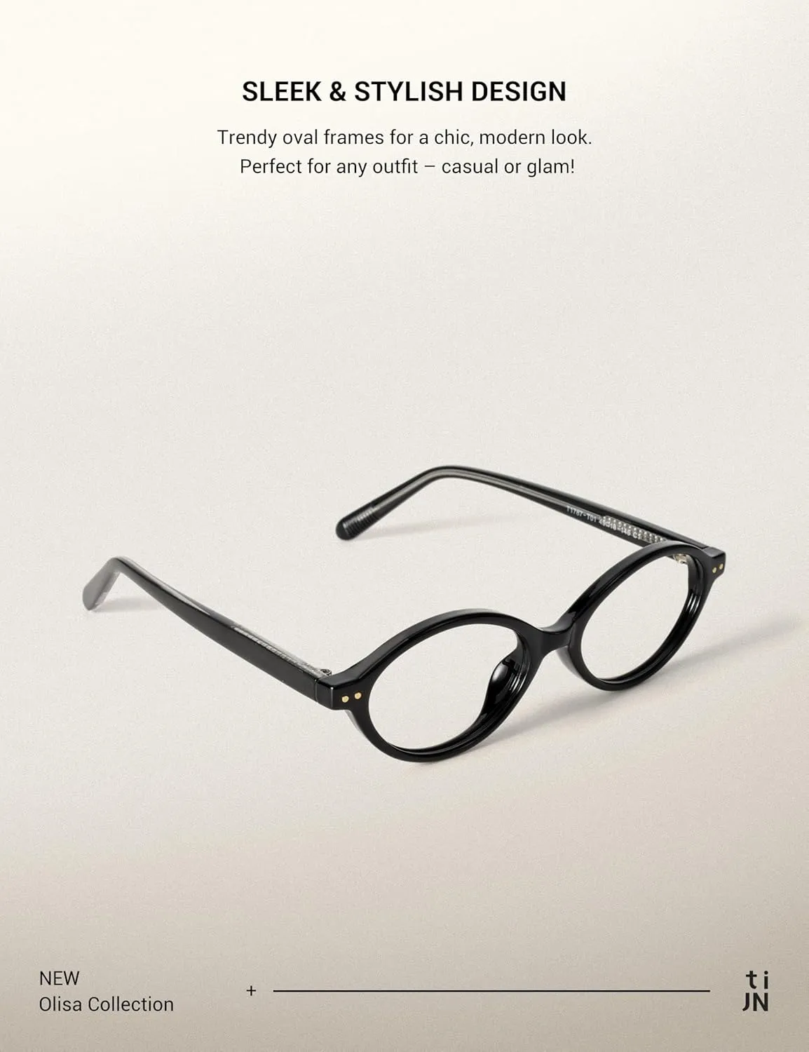 TIJN Olisa Blue Light Blocking Glasses for Women Men,Oval Glasses Frame Bluelight Glasses for Gaming/Computer/Screen