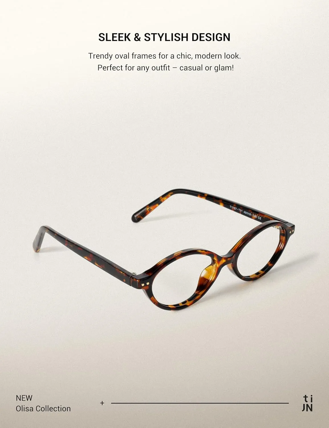 TIJN Olisa Blue Light Blocking Glasses for Women Men,Oval Glasses Frame Bluelight Glasses for Gaming/Computer/Screen