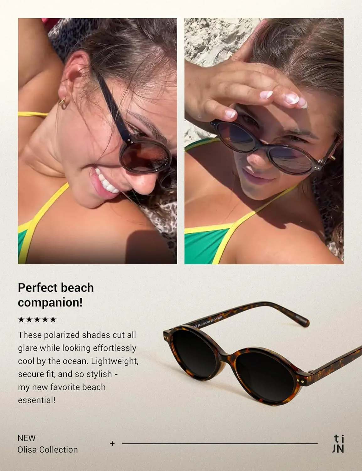 TIJN Olisa Retro Oval Sunglasses for Women Men,Polarized UV Protection Shades,Stylish Frame Sun Glasses,Trendy Sunnies