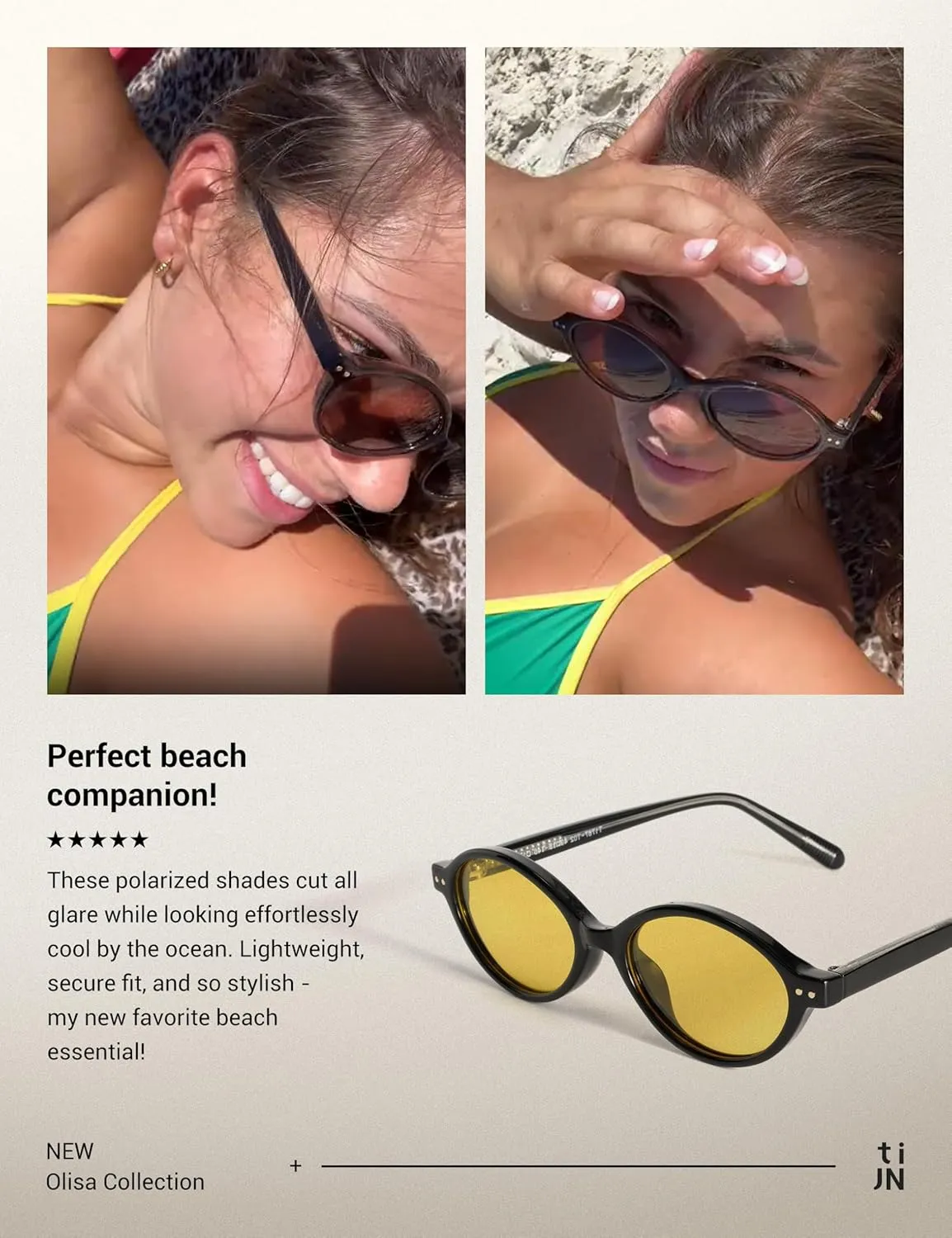 TIJN Olisa Retro Oval Sunglasses for Women Men,Polarized UV Protection Shades,Stylish Frame Sun Glasses,Trendy Sunnies