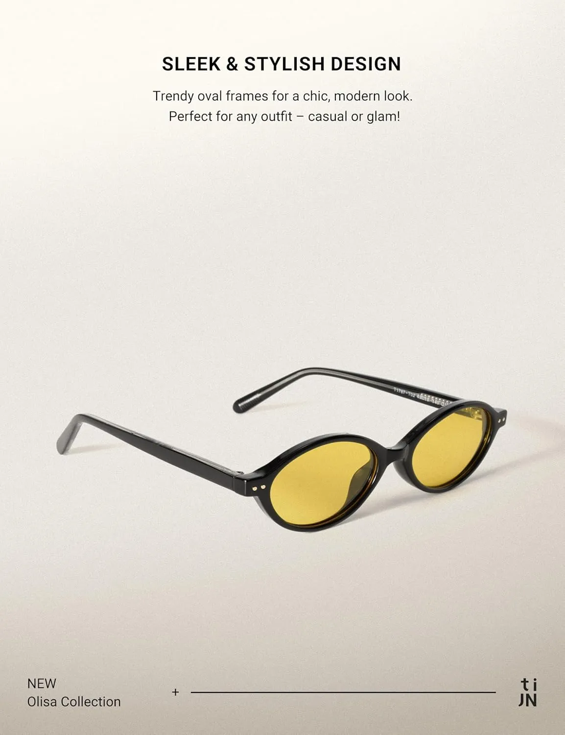 TIJN Olisa Retro Oval Sunglasses for Women Men,Polarized UV Protection Shades,Stylish Frame Sun Glasses,Trendy Sunnies