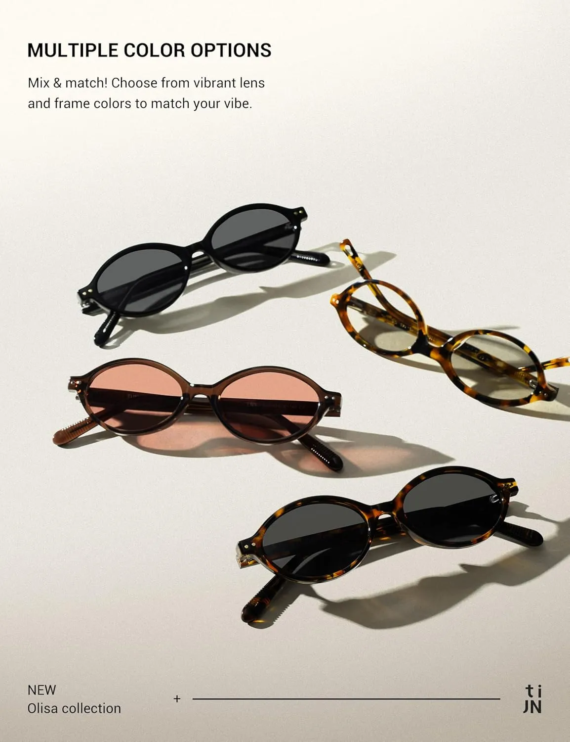 TIJN Olisa Retro Oval Sunglasses for Women Men,Polarized UV Protection Shades,Stylish Frame Sun Glasses,Trendy Sunnies