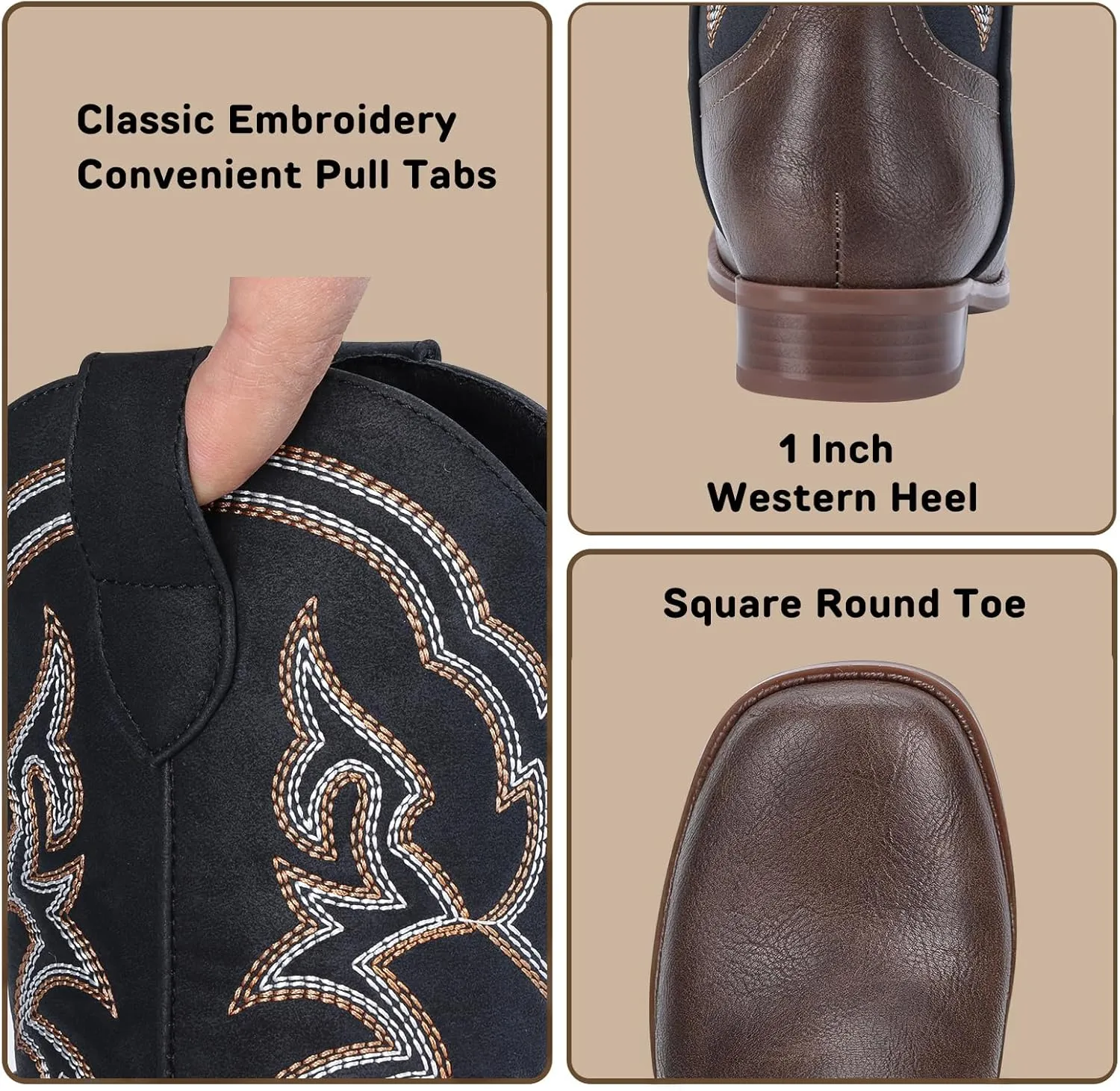 Toddler Girls Cowboy Boots - Cowgirl Western Boot for Kids Mid Calf Riding Shoes Little Kid/Big Kid