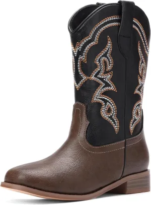 Toddler Girls Cowboy Boots - Cowgirl Western Boot for Kids Mid Calf Riding Shoes Little Kid/Big Kid