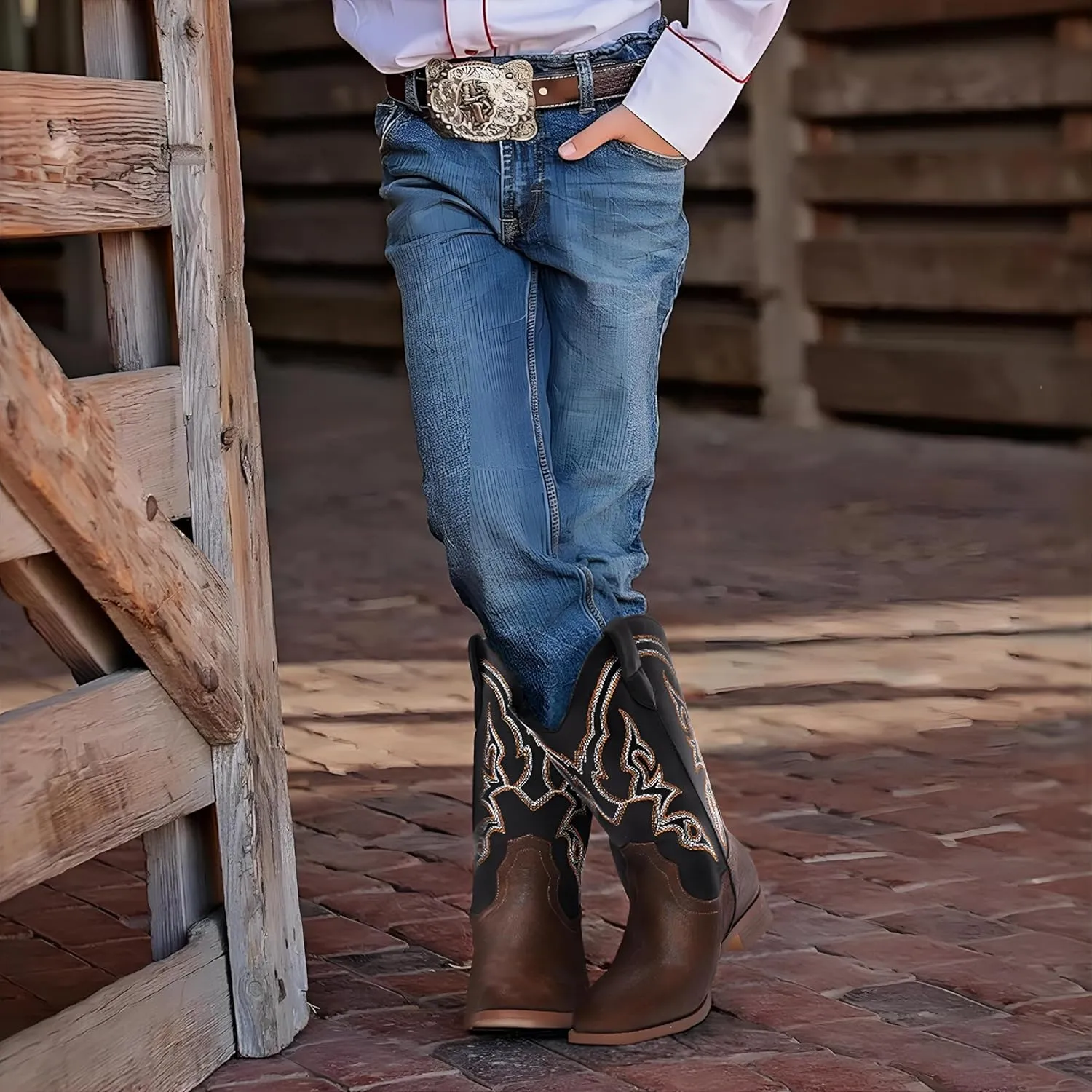 Toddler Girls Cowboy Boots - Cowgirl Western Boot for Kids Mid Calf Riding Shoes Little Kid/Big Kid