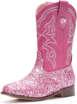Toddler Girls Cowboy Boots - Cowgirl Western Boot for Kids Mid Calf Riding Shoes Little Kid/Big Kid