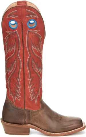 Tony Lama Men`s Colburn Wood Brown 17in Fire Orange Top Buckaroo Sq Toe Boot