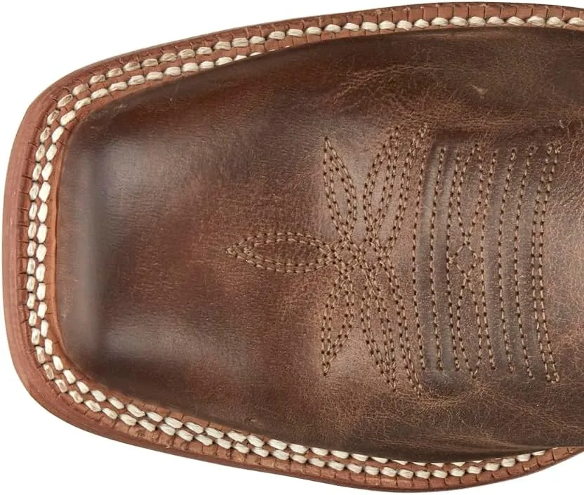 Tony Lama Men`s Colburn Wood Brown 17in Fire Orange Top Buckaroo Sq Toe Boot