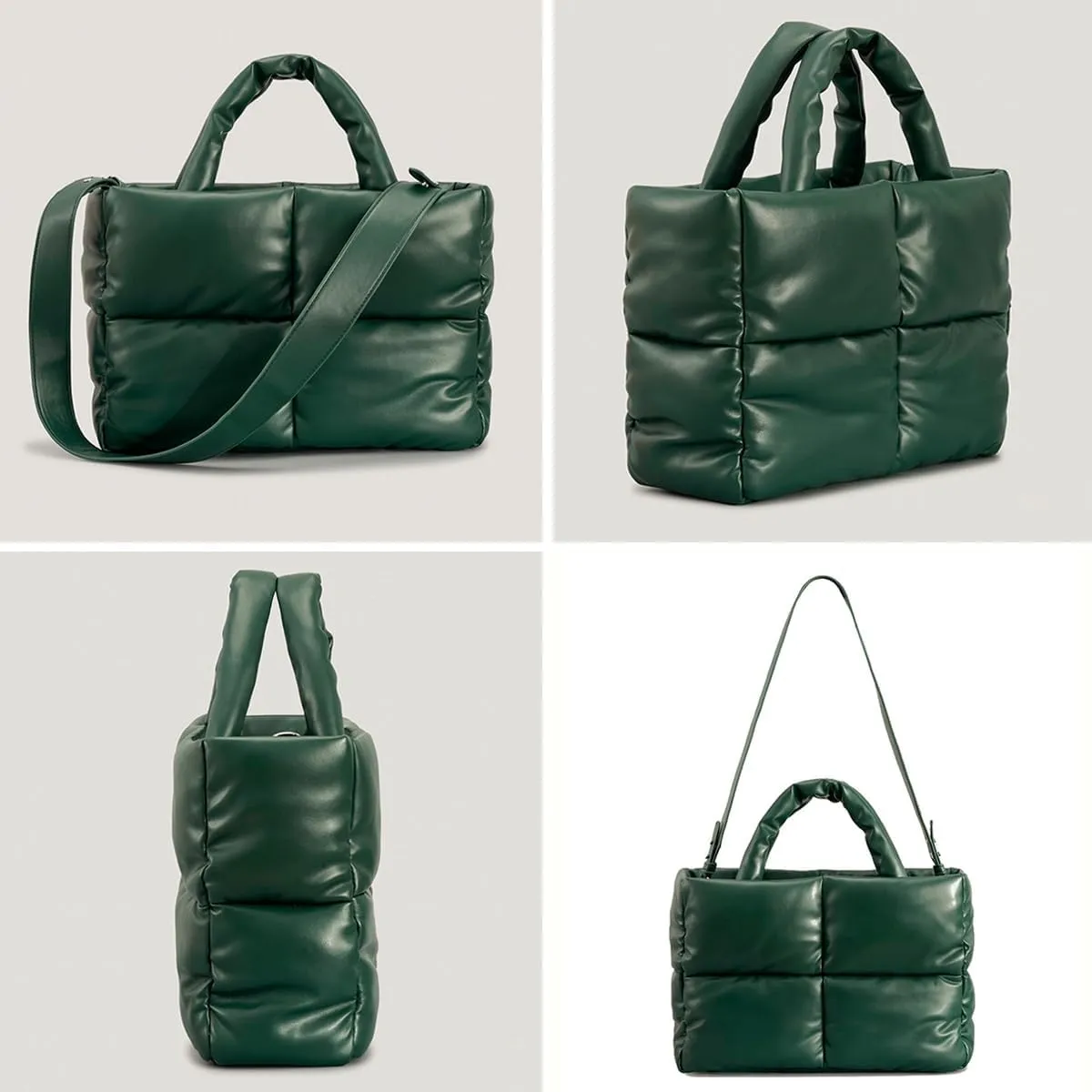 Tote Bags for Women Soft Puffer Down Padding Shoulder Bags Top-Handle Bags Square Solid Handbags