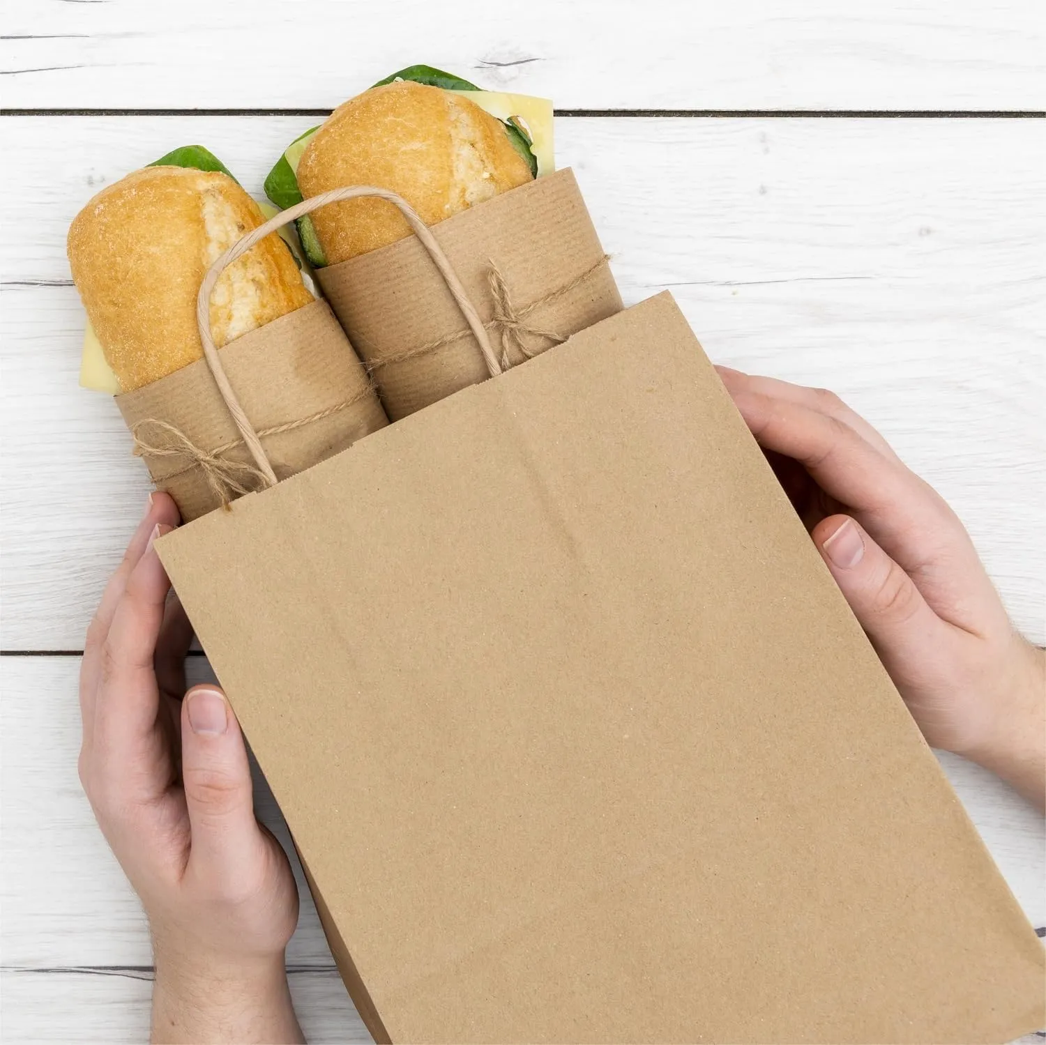 TOWRAP Brown Paper Bags with Handles - 25pcs Kraft Gift, Shopping, Party & Retail Bags - 8 x 4.25 x 10.5 Inch