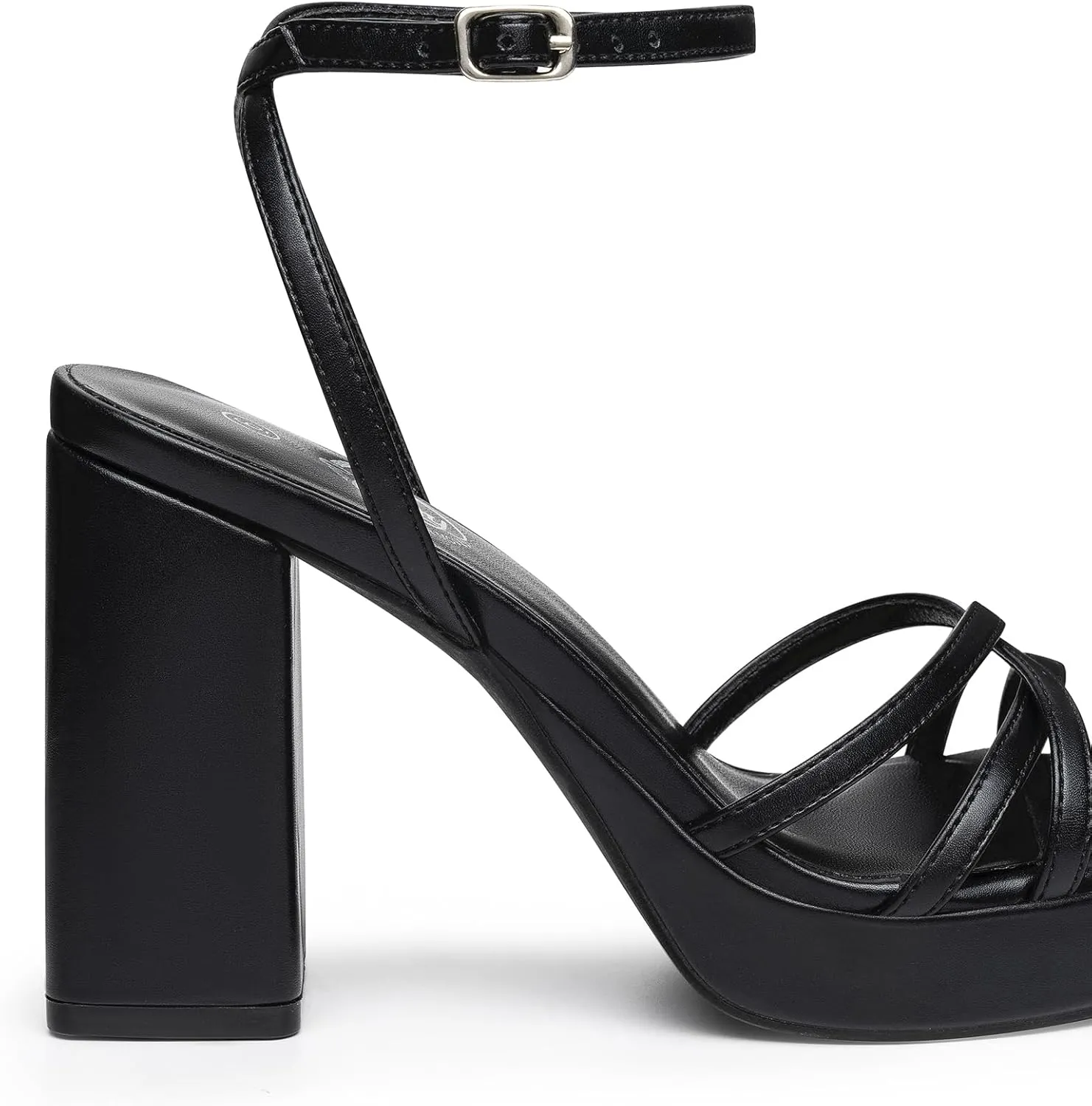 Trary Gold & White Heels - Square Toe, 3 inch Platform, Strappy & Block Heels for Wide Feet, Ankle Strap Y2k Shoes for Prom
