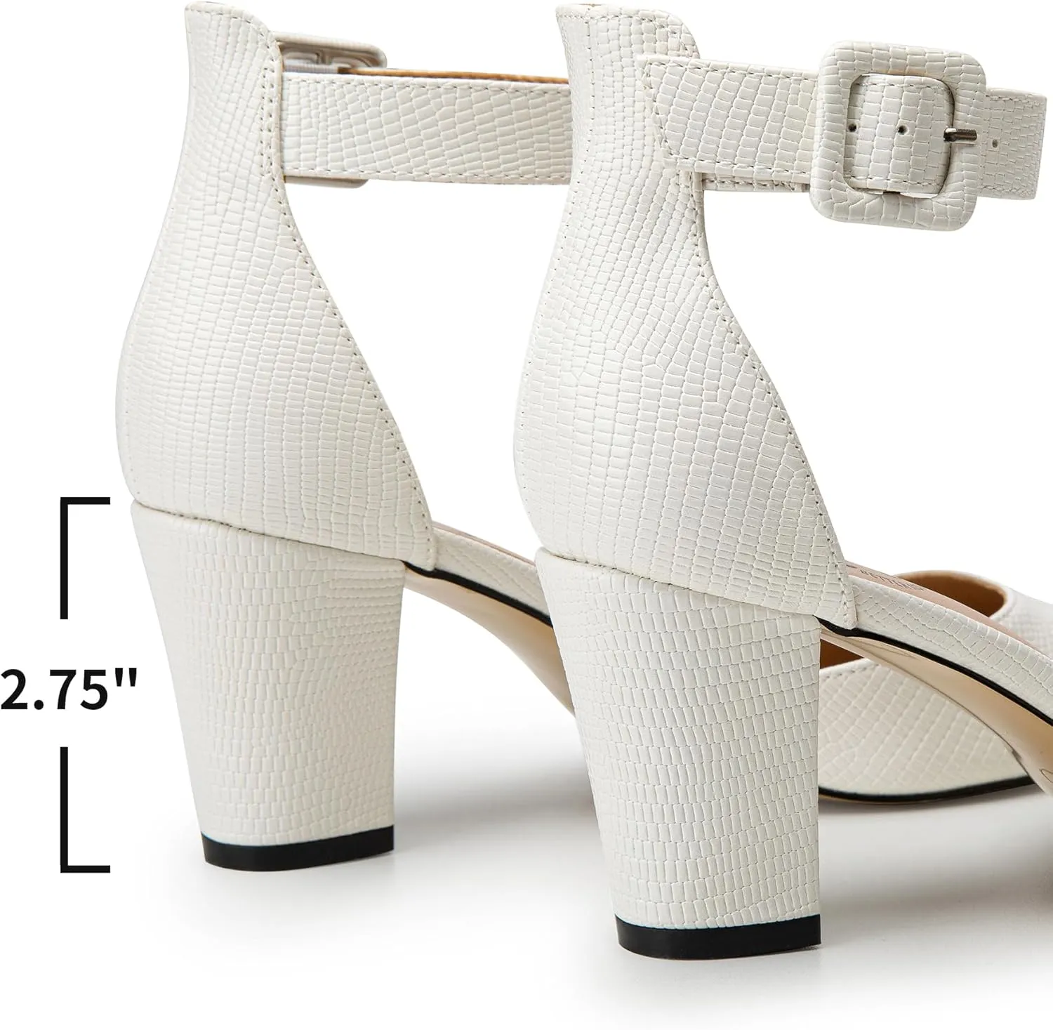 Trary Heels for Women, Low Heel Closed Round Toe Chunky Block Nude Heels Adjustable Ankle Strap Comfy Pumps Shoes Black Heels for Women Versatility Heels Wedding Daily Dressy 2.75" Heels